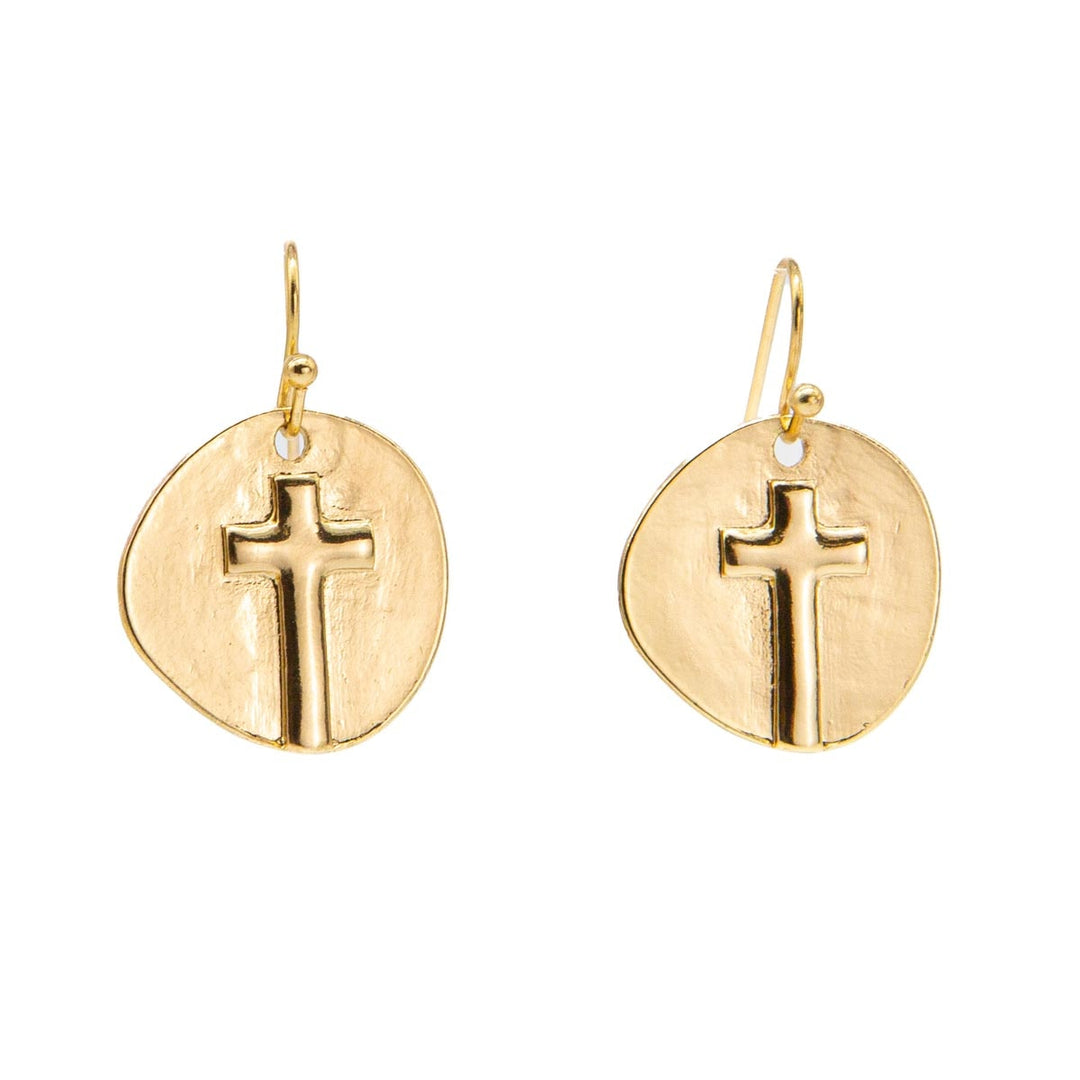 Ascension Cross Gold Earrings
