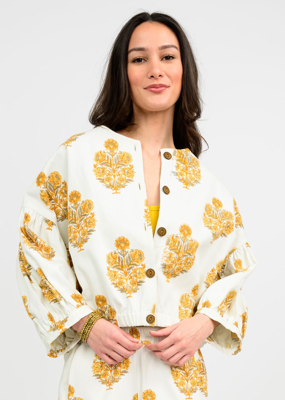 Gold Block Print Jacket Ivy Jane