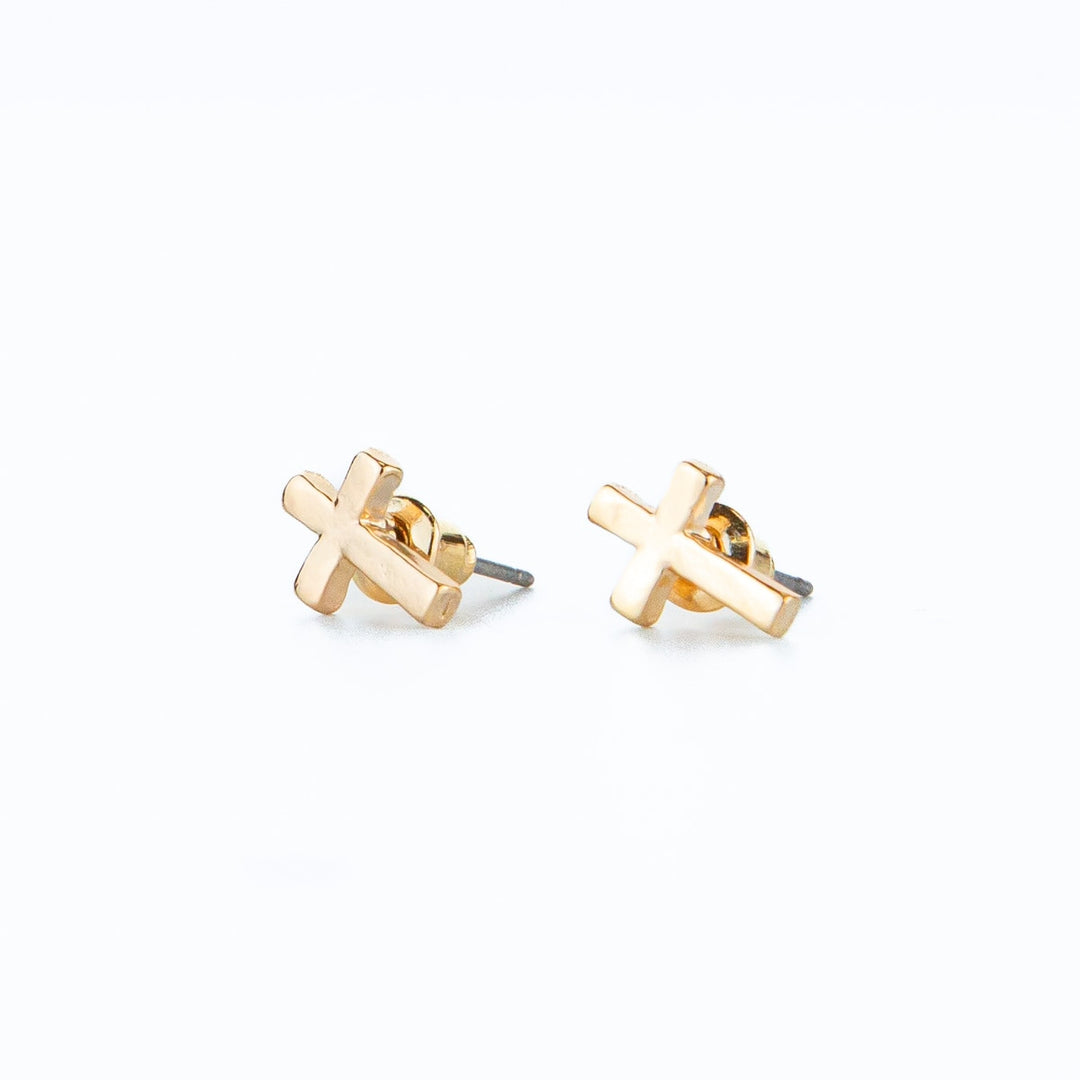Small Gold Cross Stud Earrings