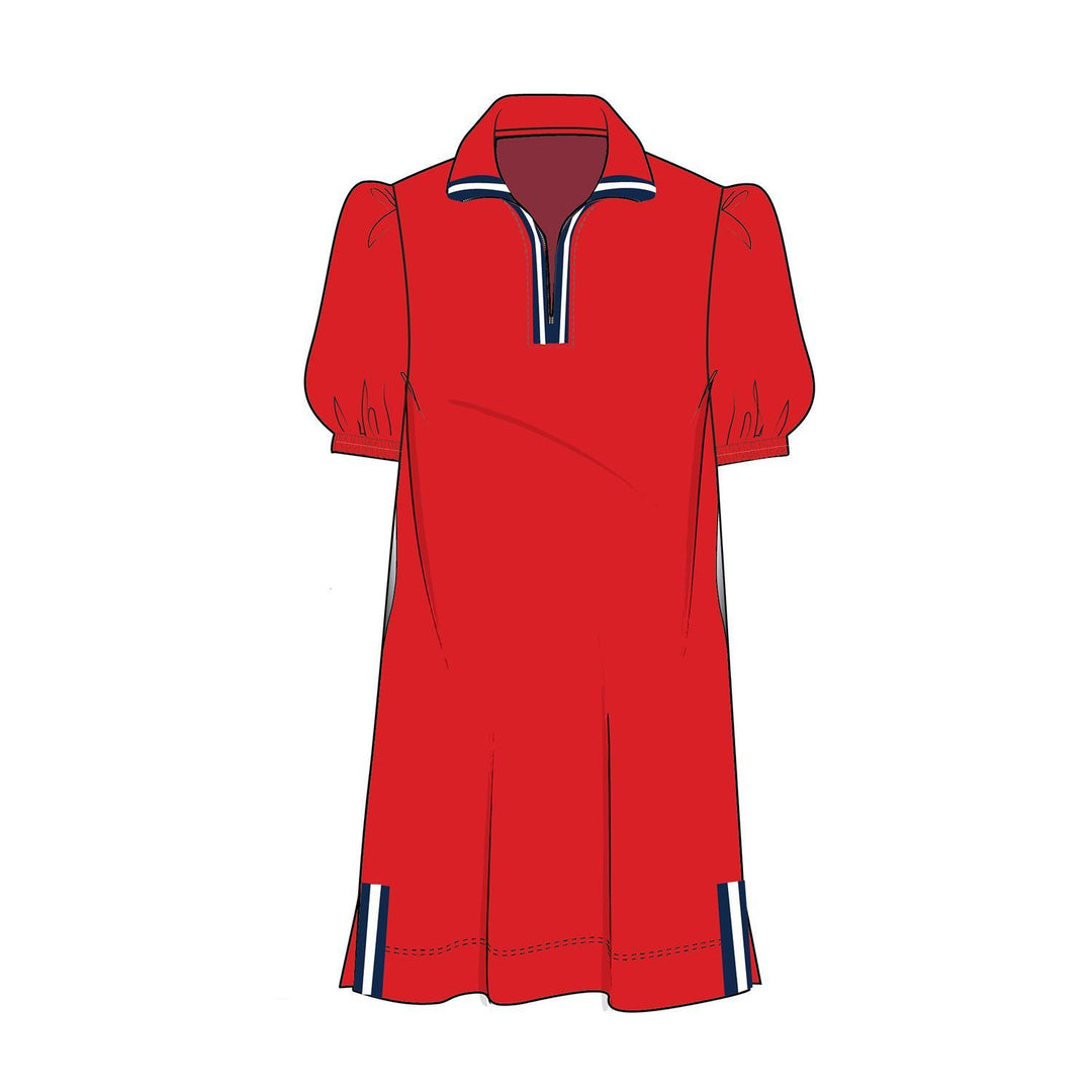 Red and Blue Collar Dress