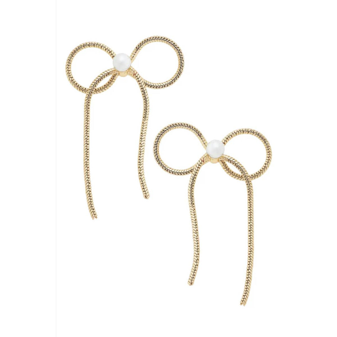 Tied Pearl Bow Earrings