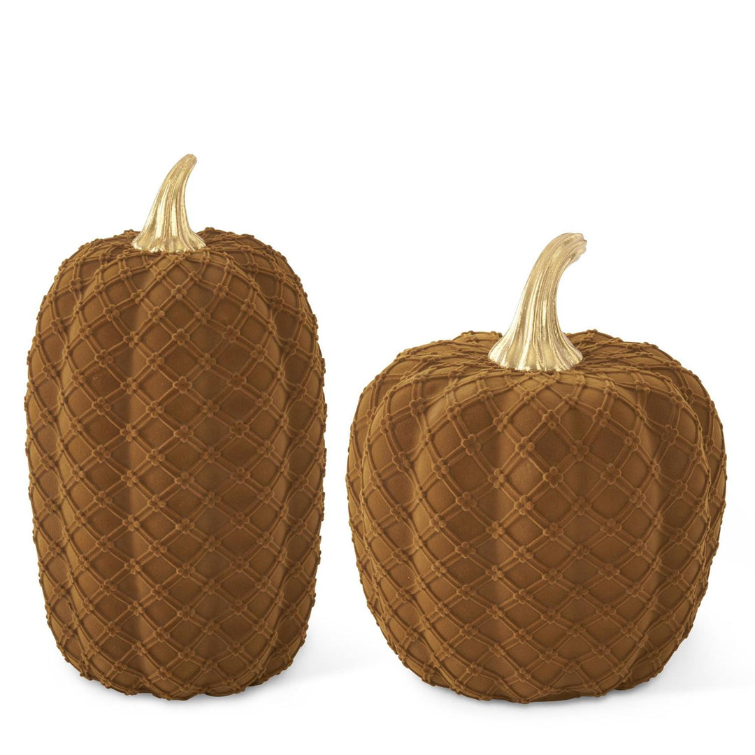 Brown Velvet Flocked Pumpkins