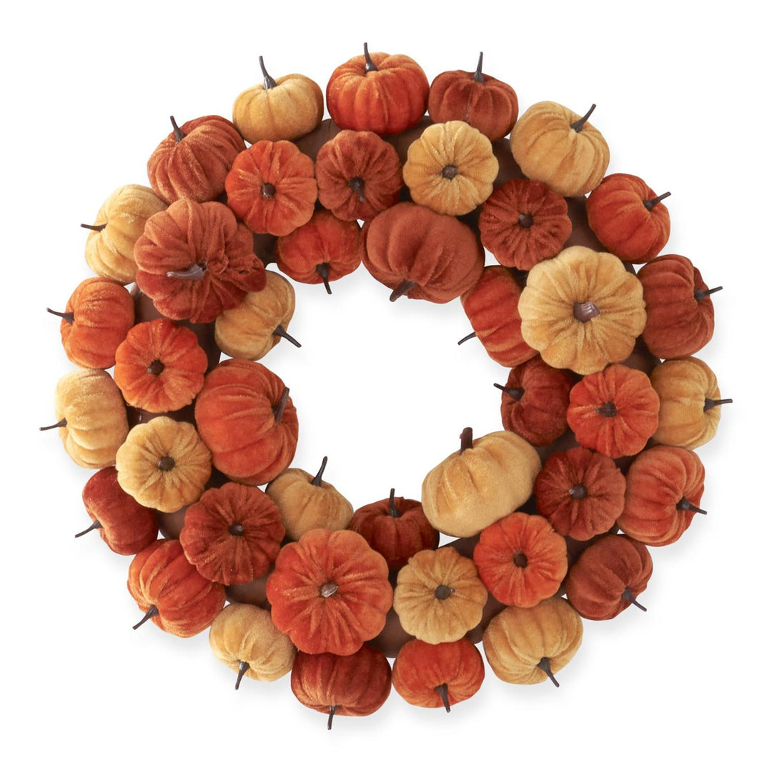 Yellow Rust & Orange Velvet Pumpkin Wreath