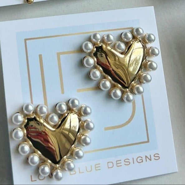 Pearl Heart Earrings
