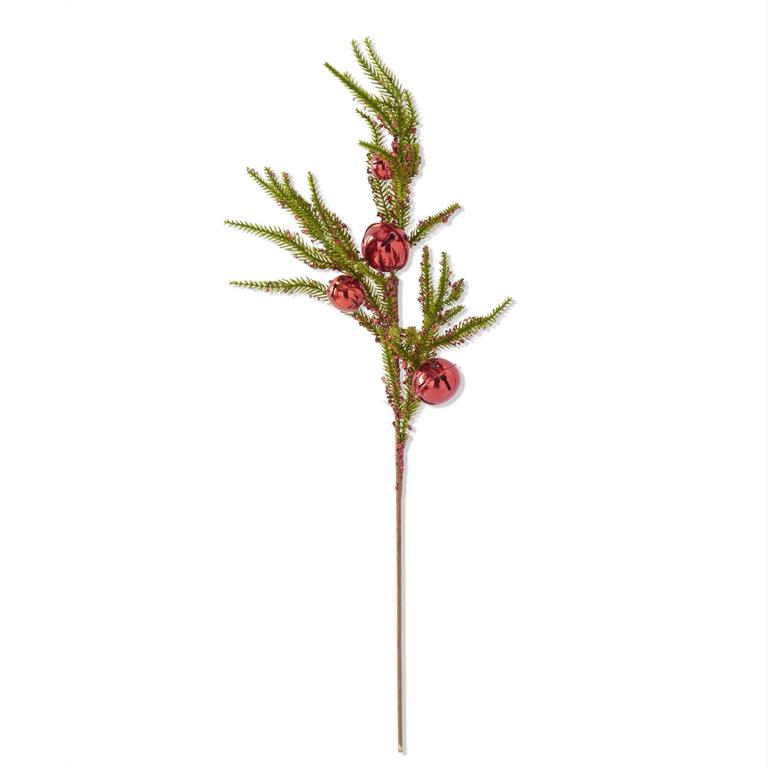 Red Sequin & Bell Pine Stem