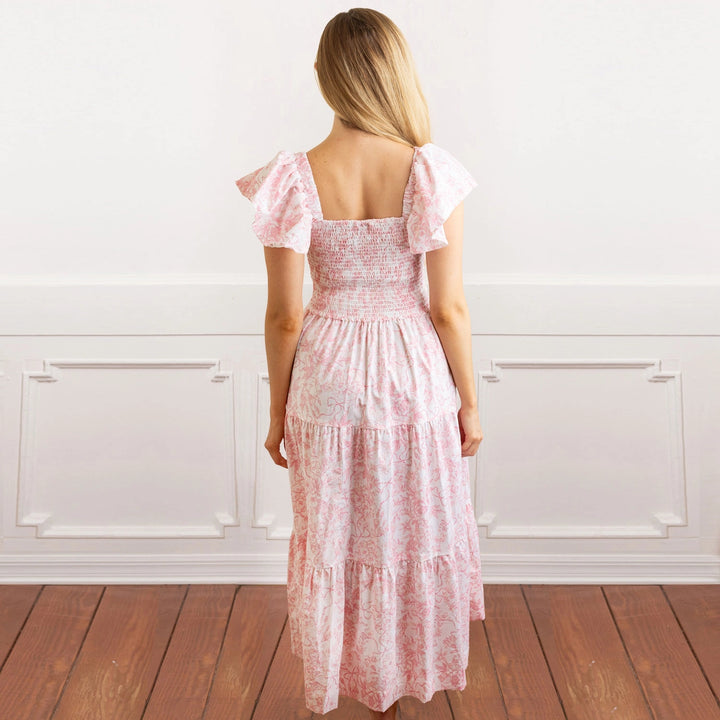 Flutter Sleeve Smocked Dress