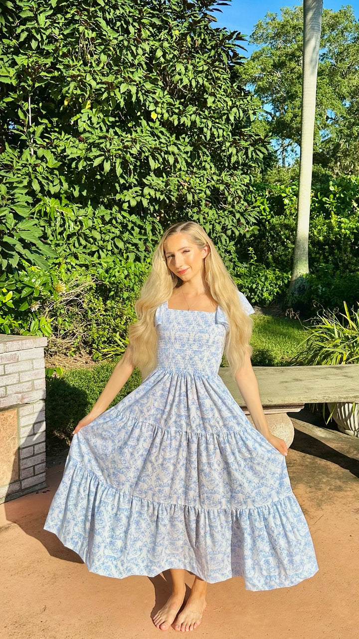 Flutter Sleeve Smocked Dress
