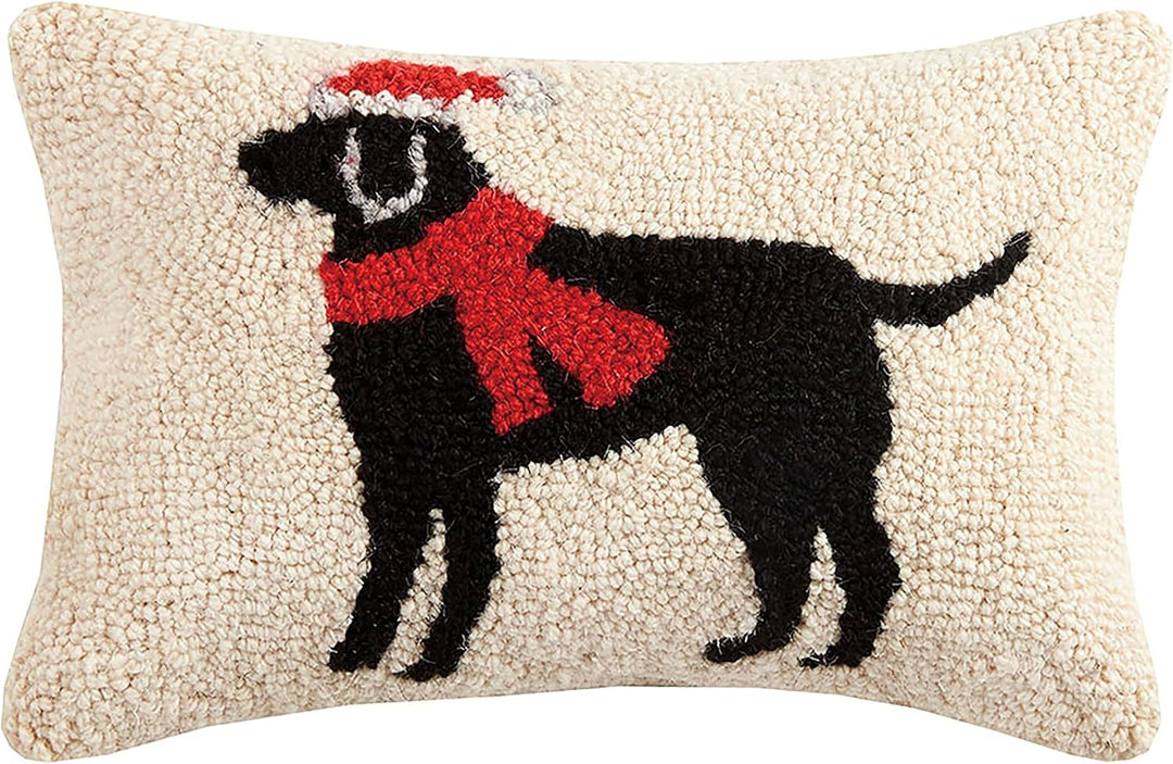 Black Lab Hooked Pillow