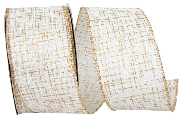 White/Gold Textured Ribbon