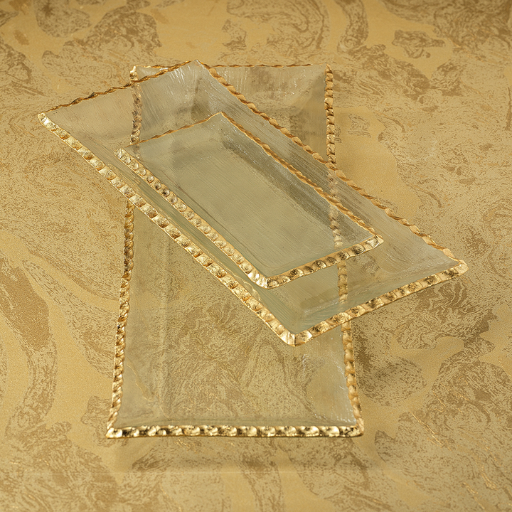 Rectangular Tray with Jagged Gold Rim