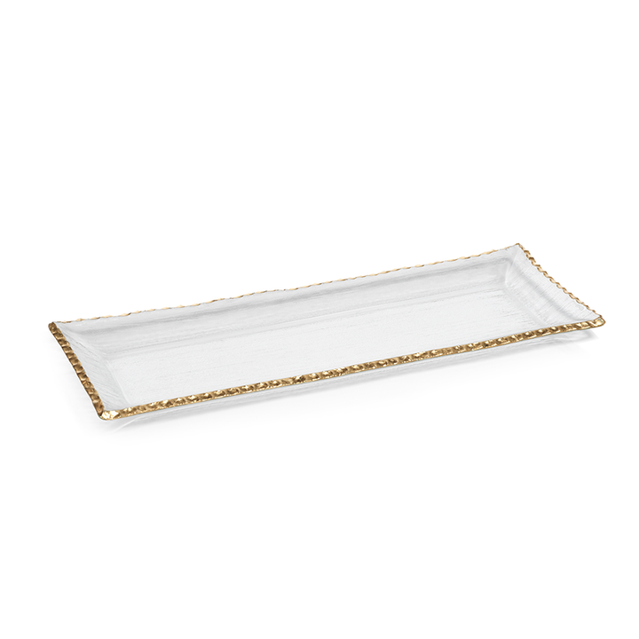 Rectangular Tray with Jagged Gold Rim