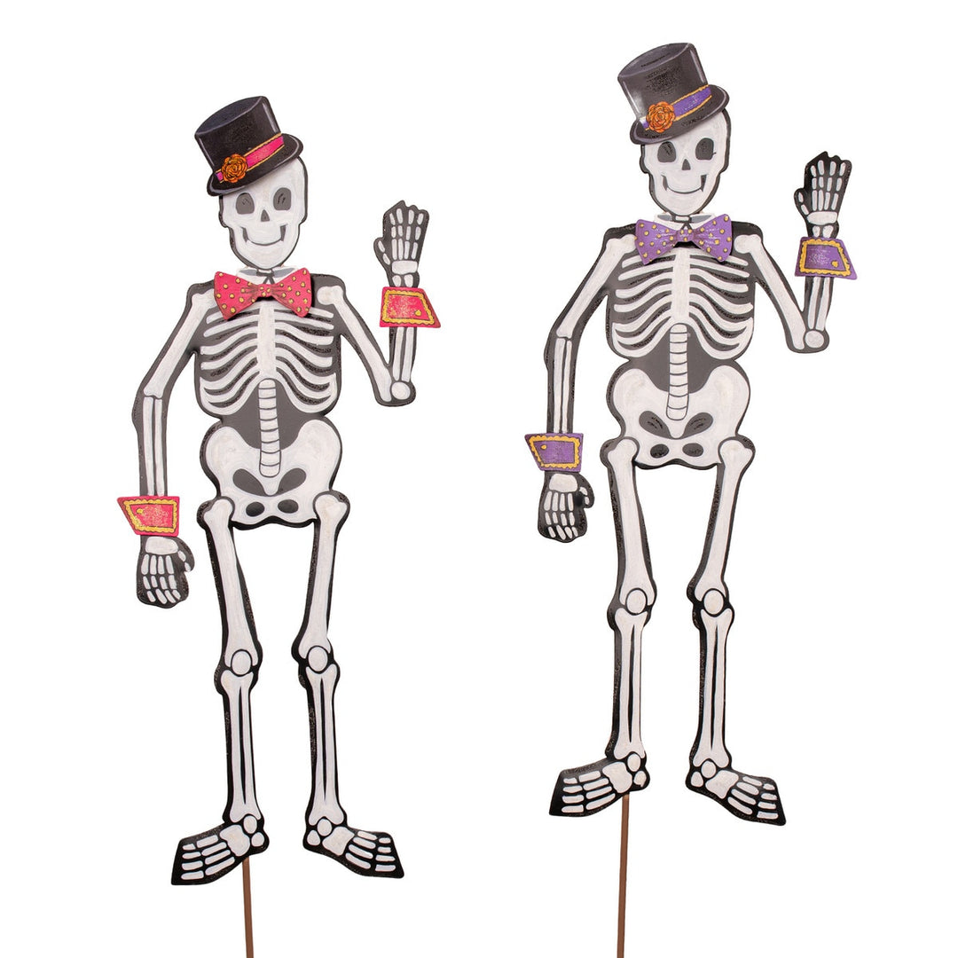 Bright Tuxedo Skeletons Yard Stakes
