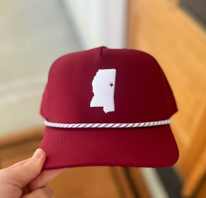 State of MS Maroon Embroidered Rope Hat