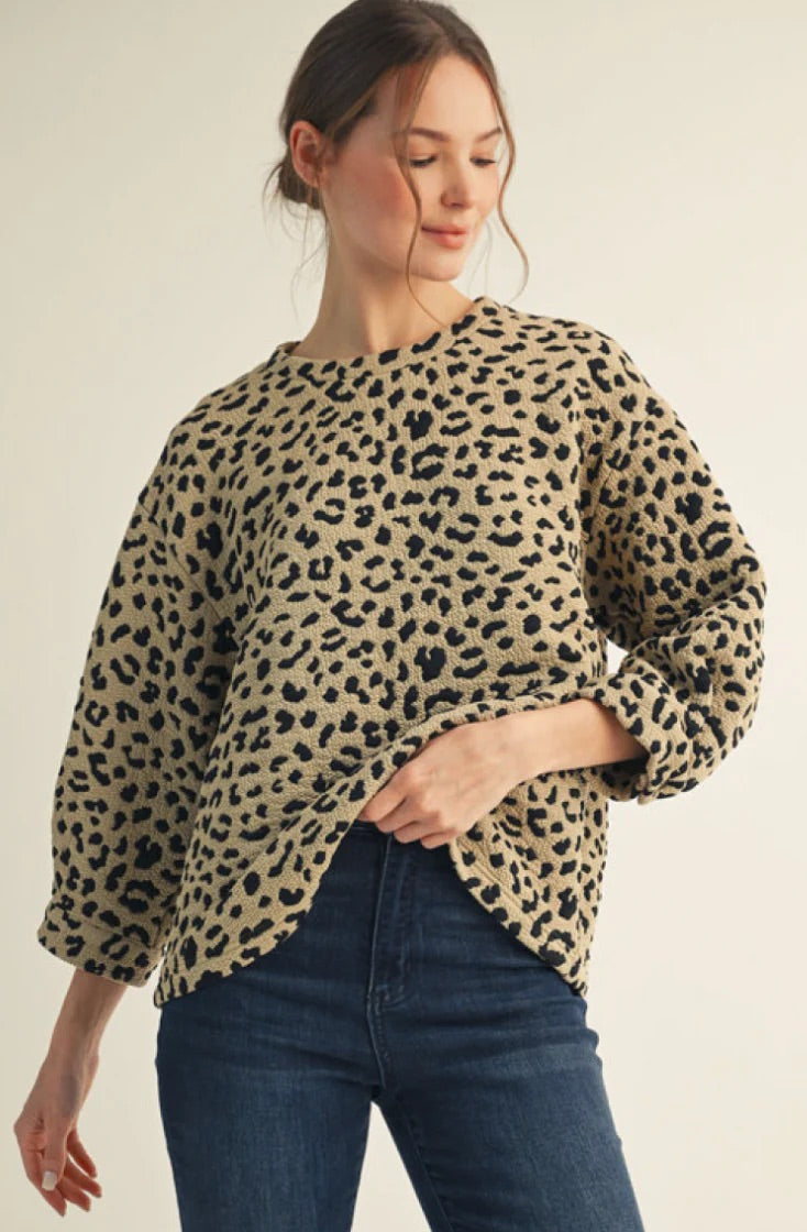 Leopard Quarter Sleeve Top