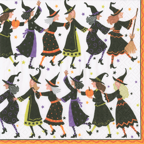 Witch Conga Line Halloween Napkin