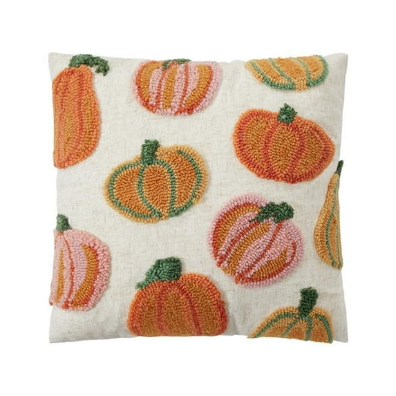 Pumpkins All Over Hooked Pillow
