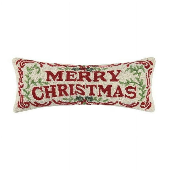 Merry Christmas Hooked Pillow
