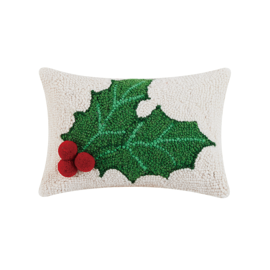 Holly with Pompom Hooked Pillow