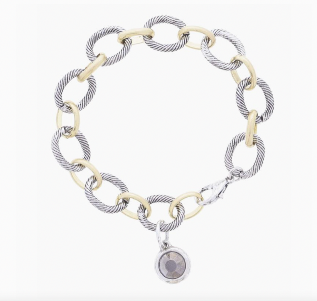 Two Tone Bracelet with Hematite Stone