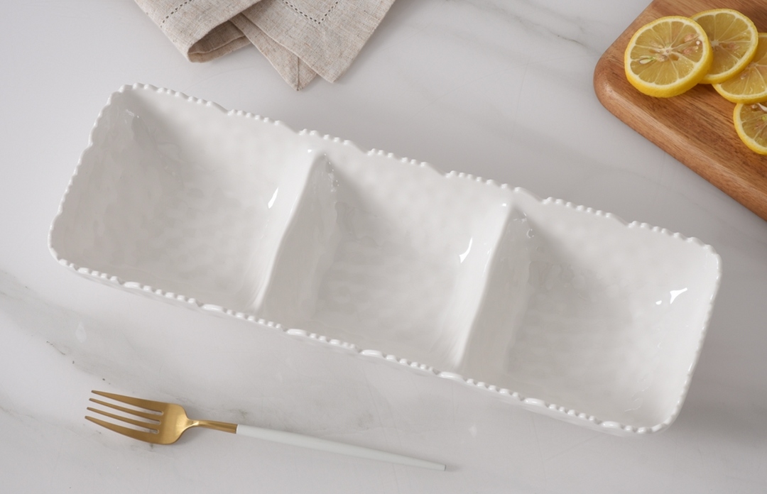 Three Section Melamine Serving Platter