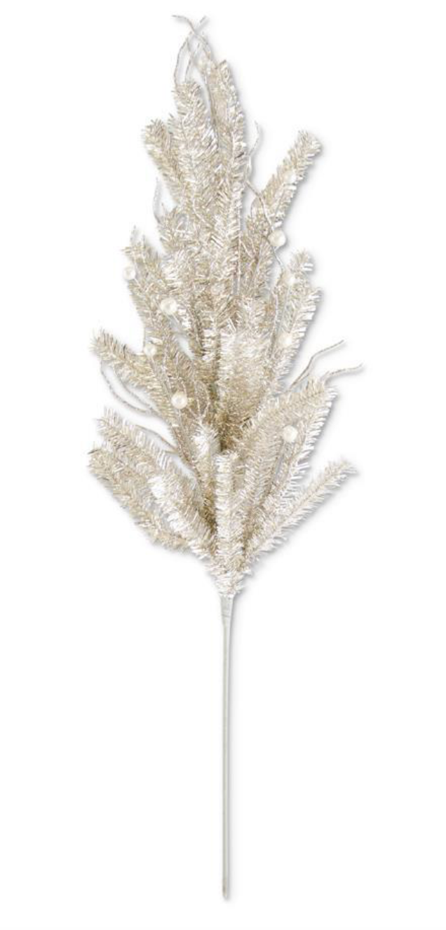 Champagne Tinsel Twig and Pearl Stem