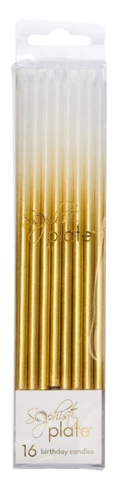 Birthday Candles Gold & White - 16pkg