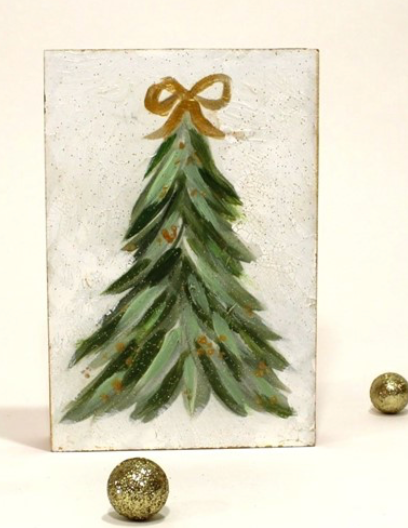 Tree with Gold Bow Block