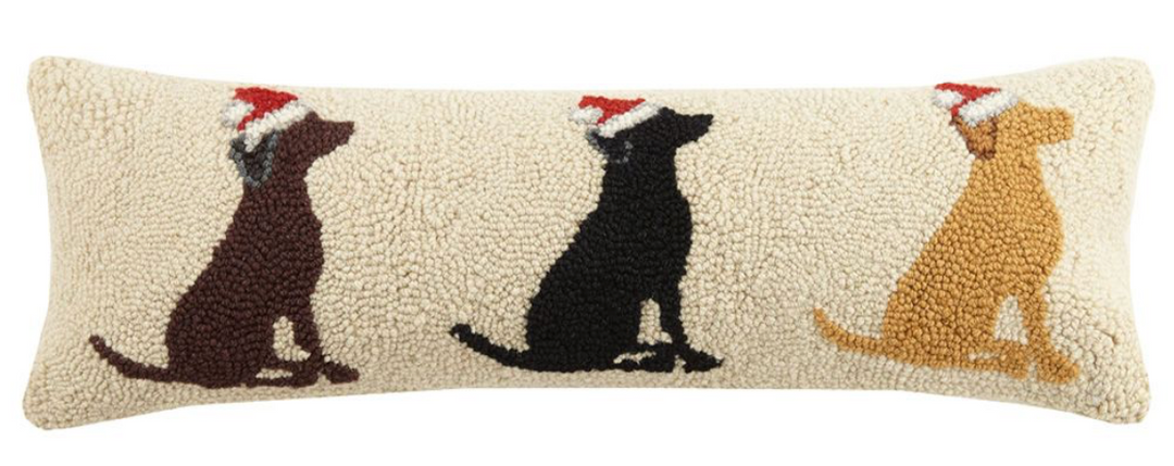 Santa Lab Hooked Pillow