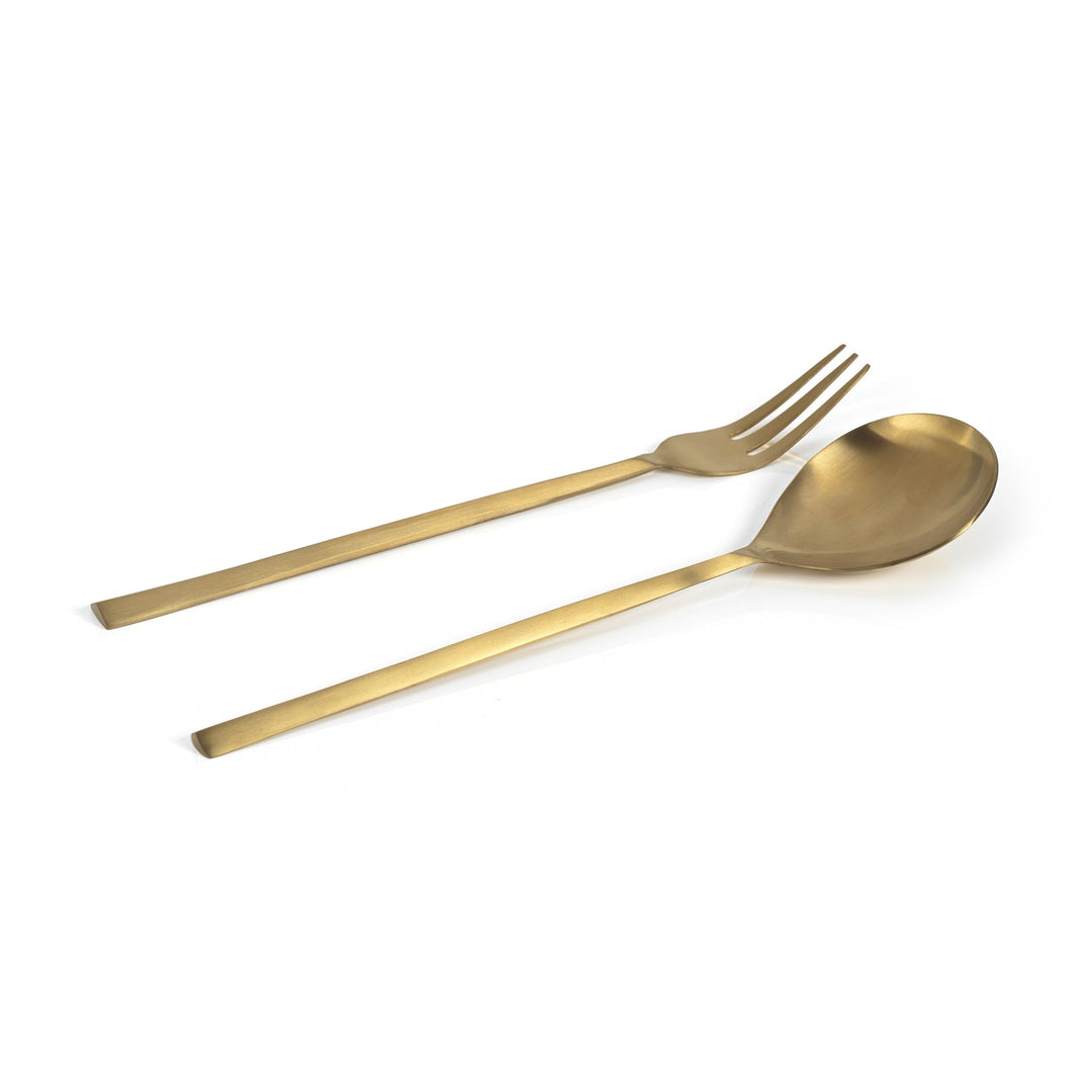 Matte Gold Salad Serving Set