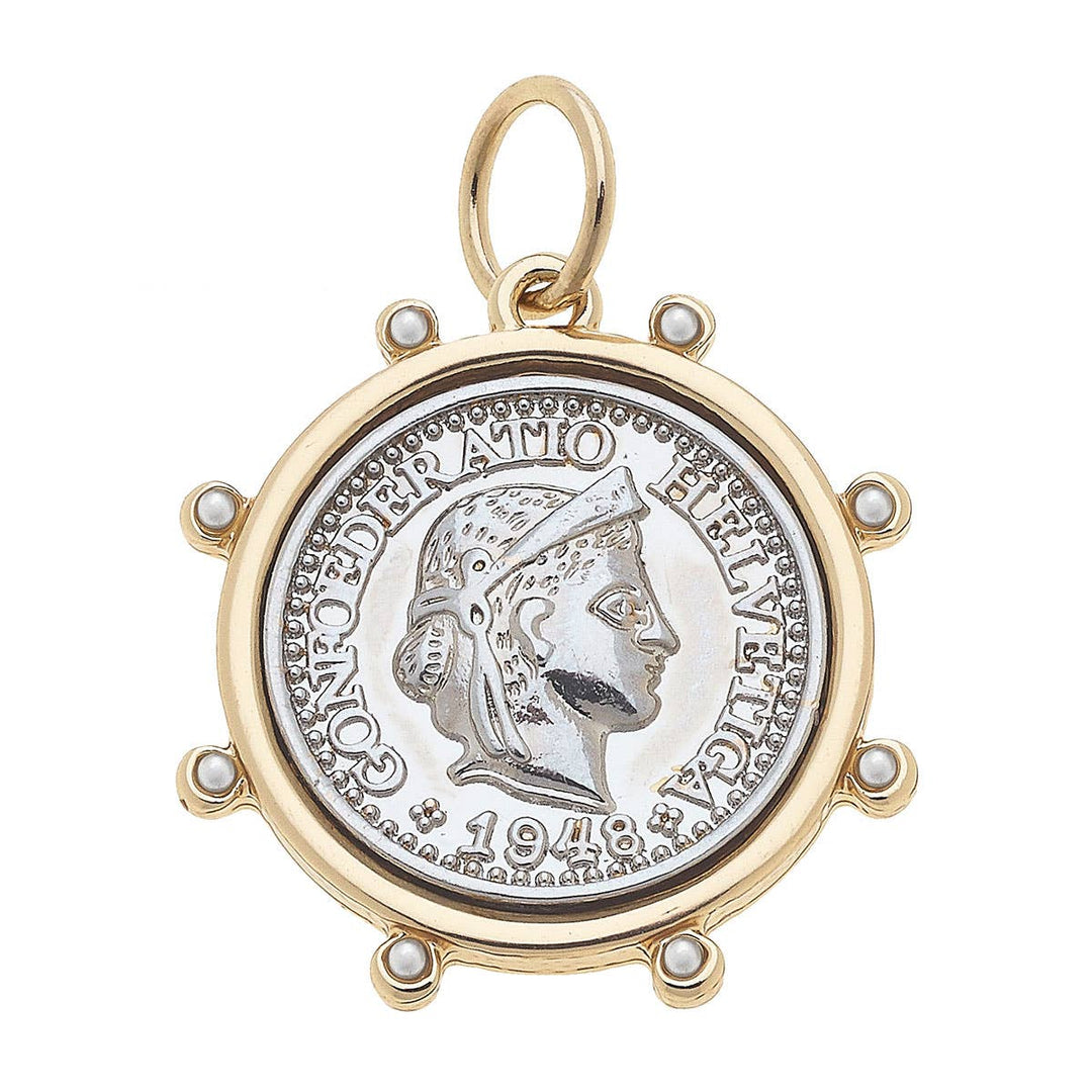 Studded Coin Necklace Charm