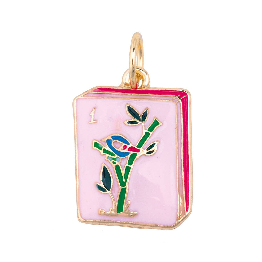 Mahjong Enamel Tile Necklace Charm