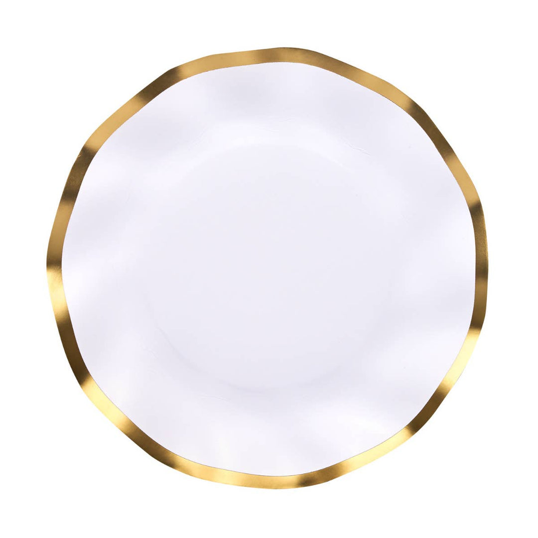 Everyday White Wavy Salad Plates