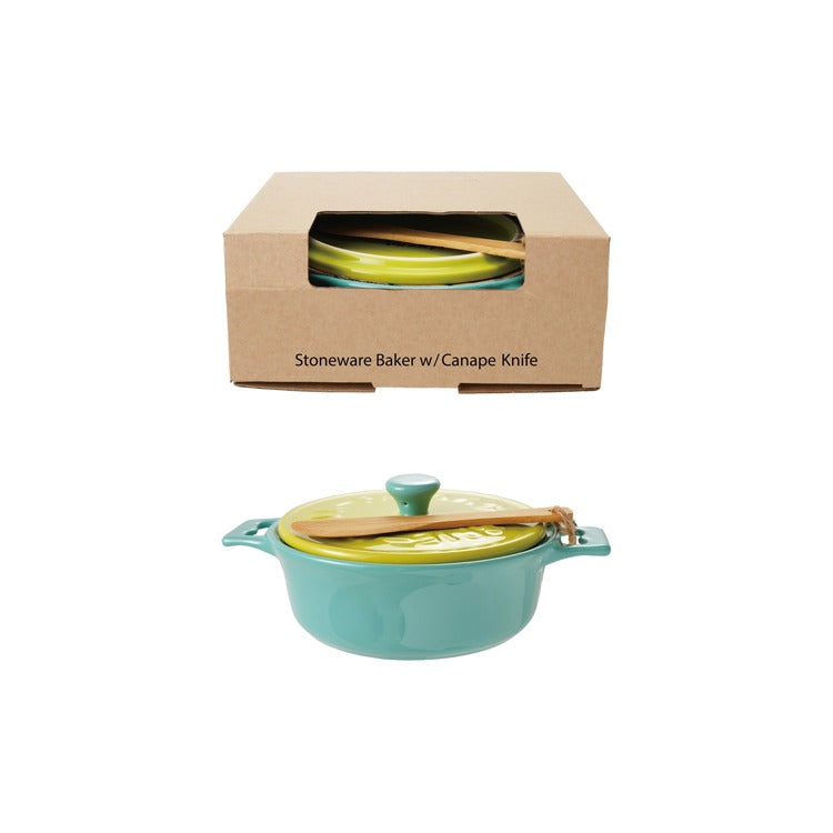 Bright Stoneware Brie Baker