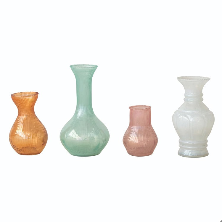 S/4 3-1/2"H - 6-1/4"H Glass Vases,