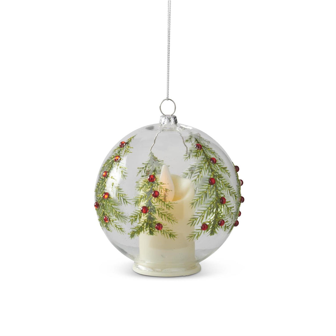 Clear Glass Ornament w/Jeweled Christmas Trees