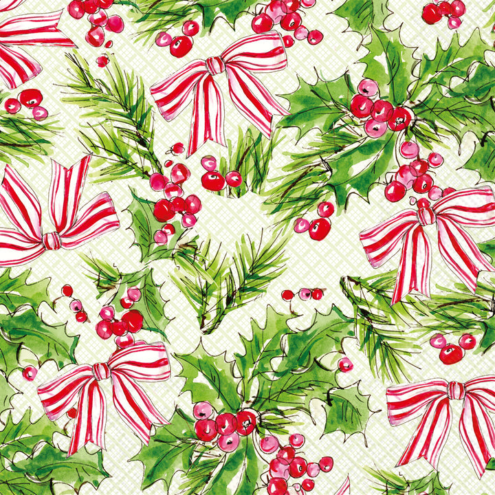 Pink Holly Bows Napkin