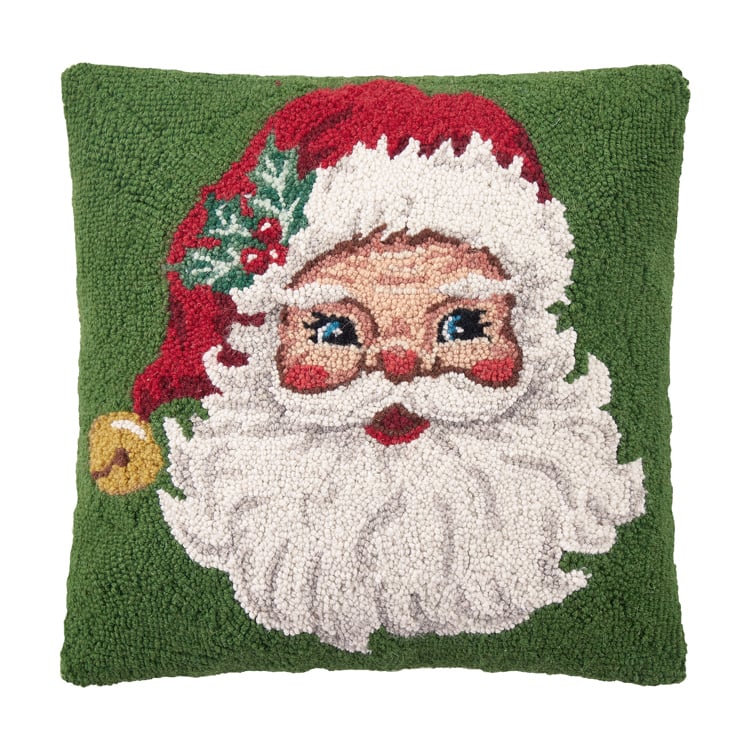 Red Hat Santa Hooked Pillow