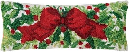 Holiday Bow Hooked Pillow