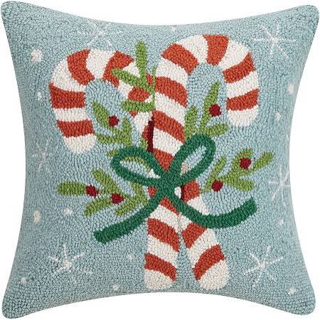 Candy Canes Hooked Pillow