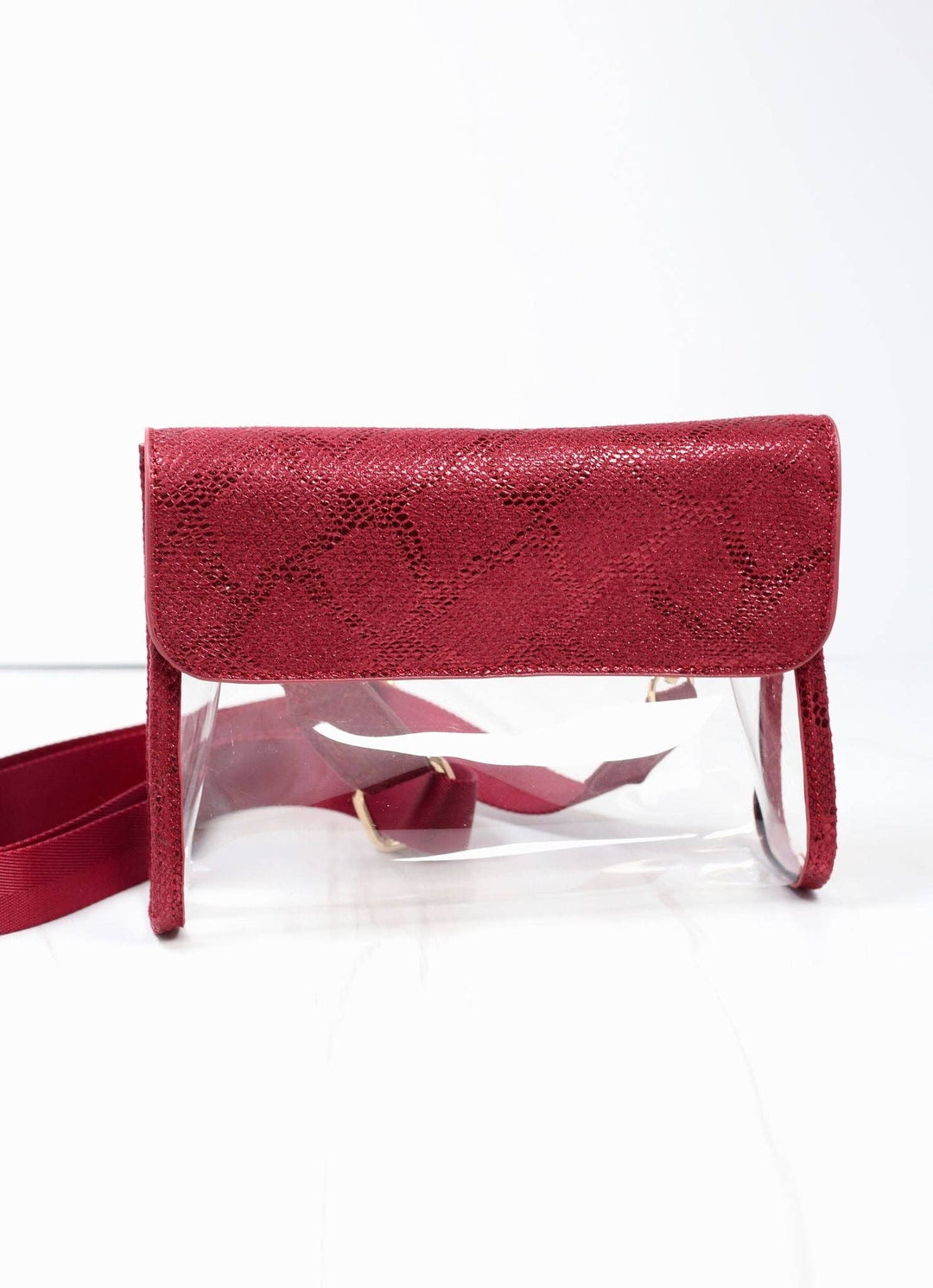 Tatum Convertible Clear Bag METALLIC CRIMSON
