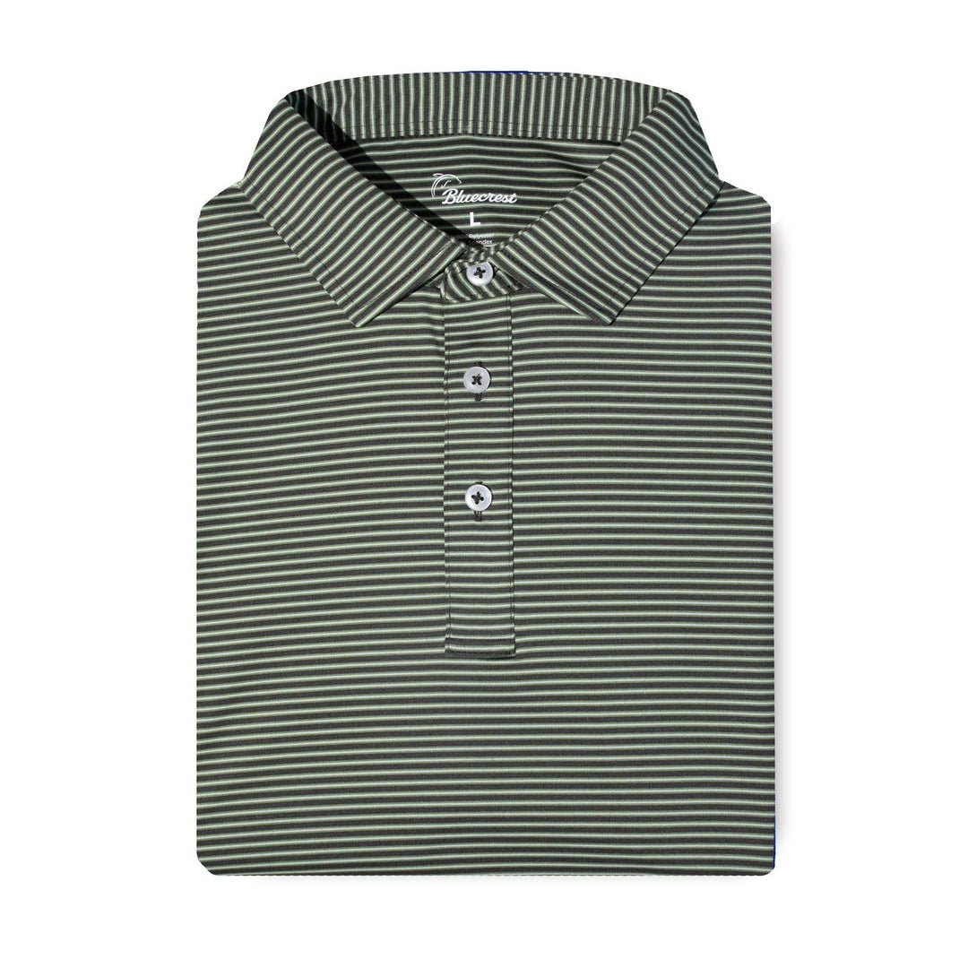 Graduate Stripe Performance Polo | Green & Light Green