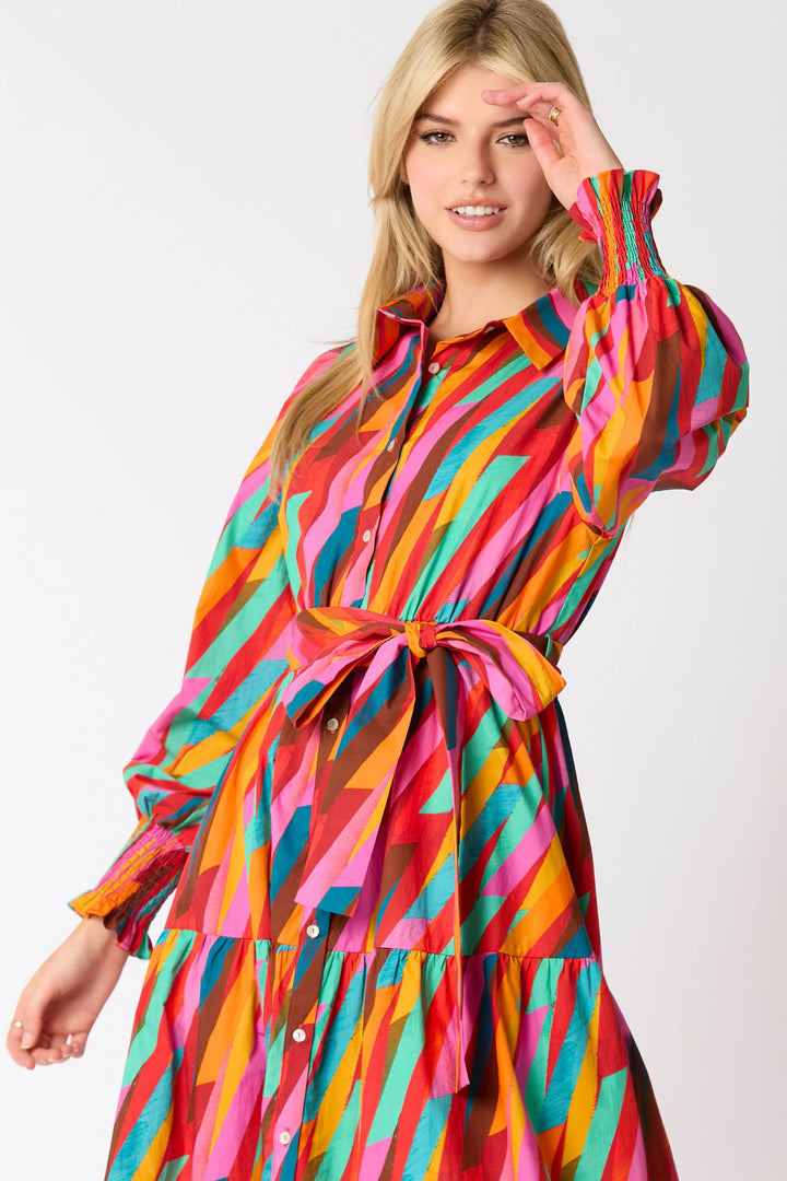 Geometric Printed Shirt Dress