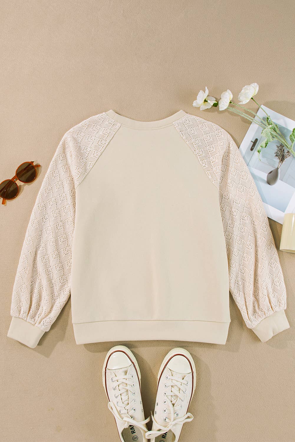 Eyelet Sleeve Pullover Top