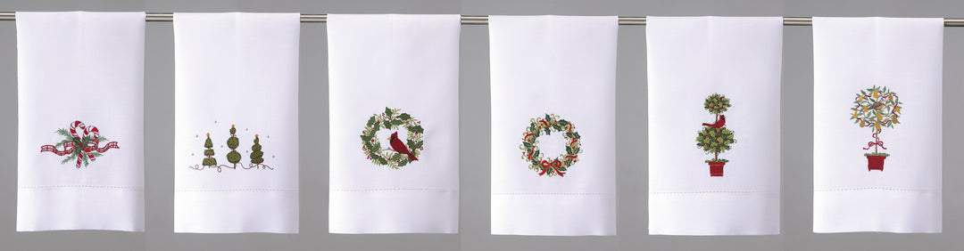 Traditional Christmas Embroidered Tea Towel