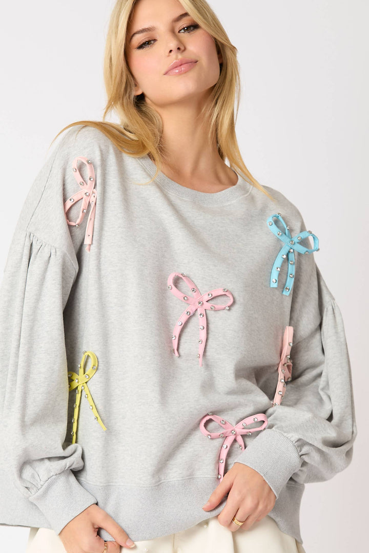 Color 3D Bow Sweatshirt