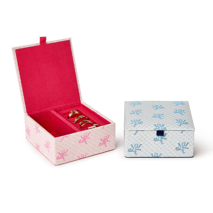 Happy Monkey Printed Fabric Jewelry Box