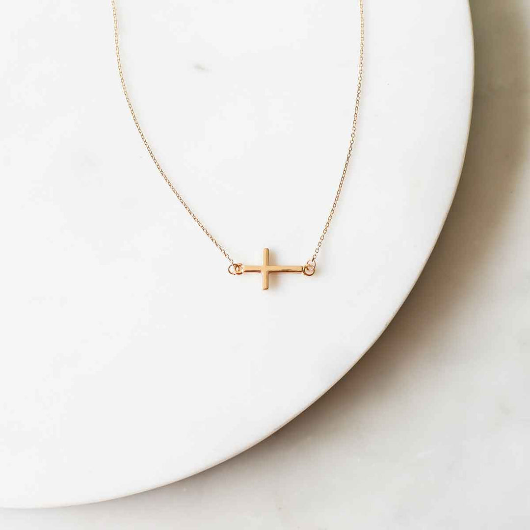 Blessing Cross Necklace Gold 14"