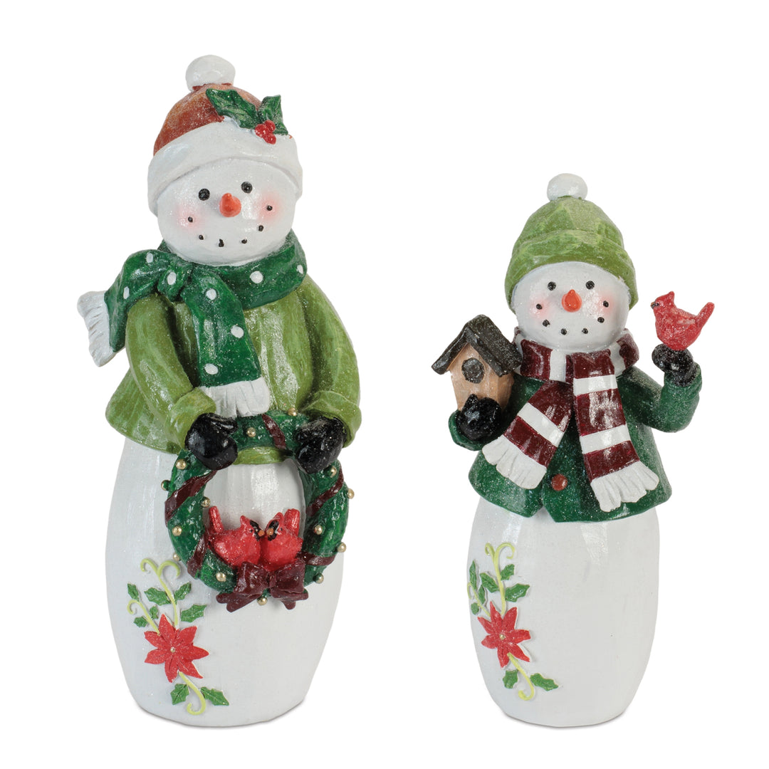 Snowman with Cardinal