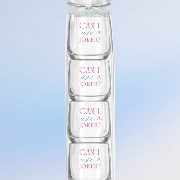 Mahjong Stemless 4ct Set Wine Glasses "Can I Use a Joker"