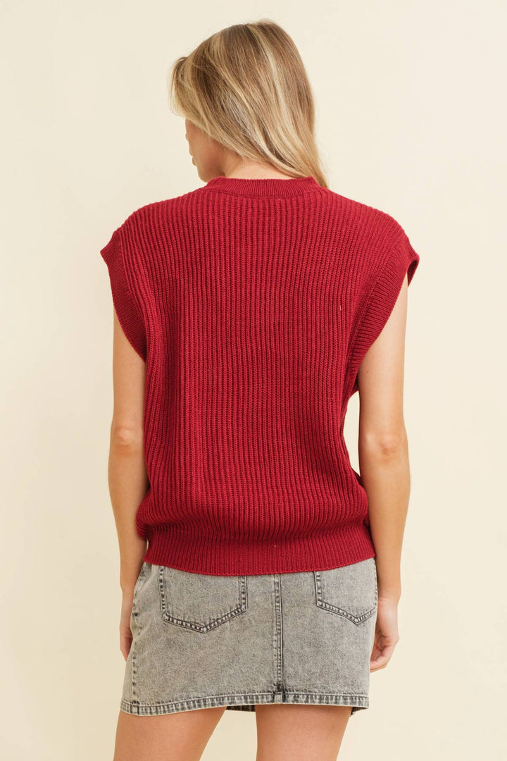 Game Day Sleeveless Sweater Top